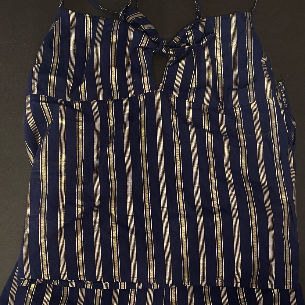 Victoria’s Secret Navy Blue and Metallic Gold Pajama Set